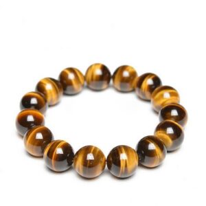 om shanti crafts tiger stone stretch bracelet tiger beads bracelet, wear for good luck and protection, 14mm beads, unisex (fits 5"-7" wrist) yellow