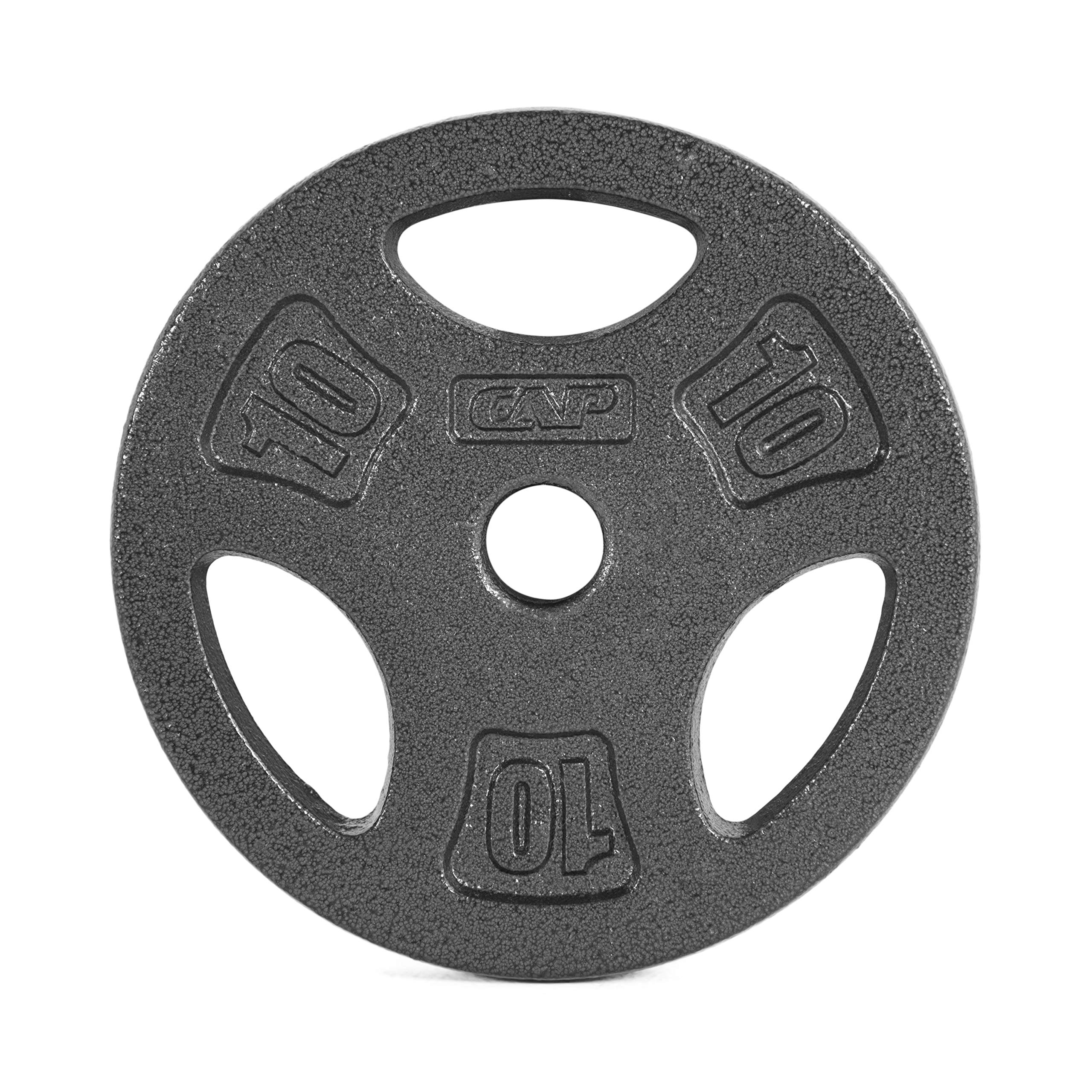 CAP Barbell Standard 1-Inch Grip Weight Plates, Single, Black, 10 lb