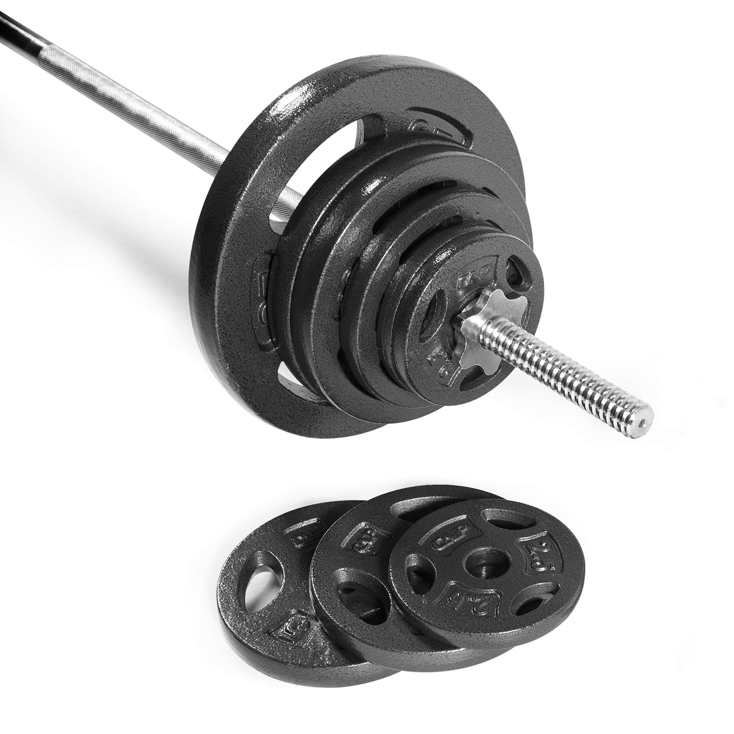 CAP Barbell Standard 1-Inch Grip Weight Plates, Single, Black, 10 lb