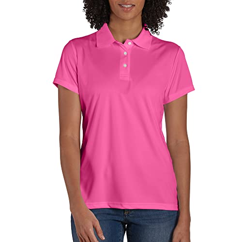 Hanes Sport Women's Cool DRI Performance Polo,Wow Pink,Small