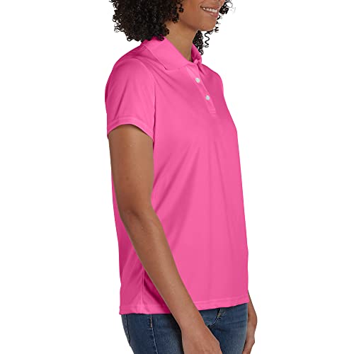 Hanes Sport Women's Cool DRI Performance Polo,Wow Pink,Small