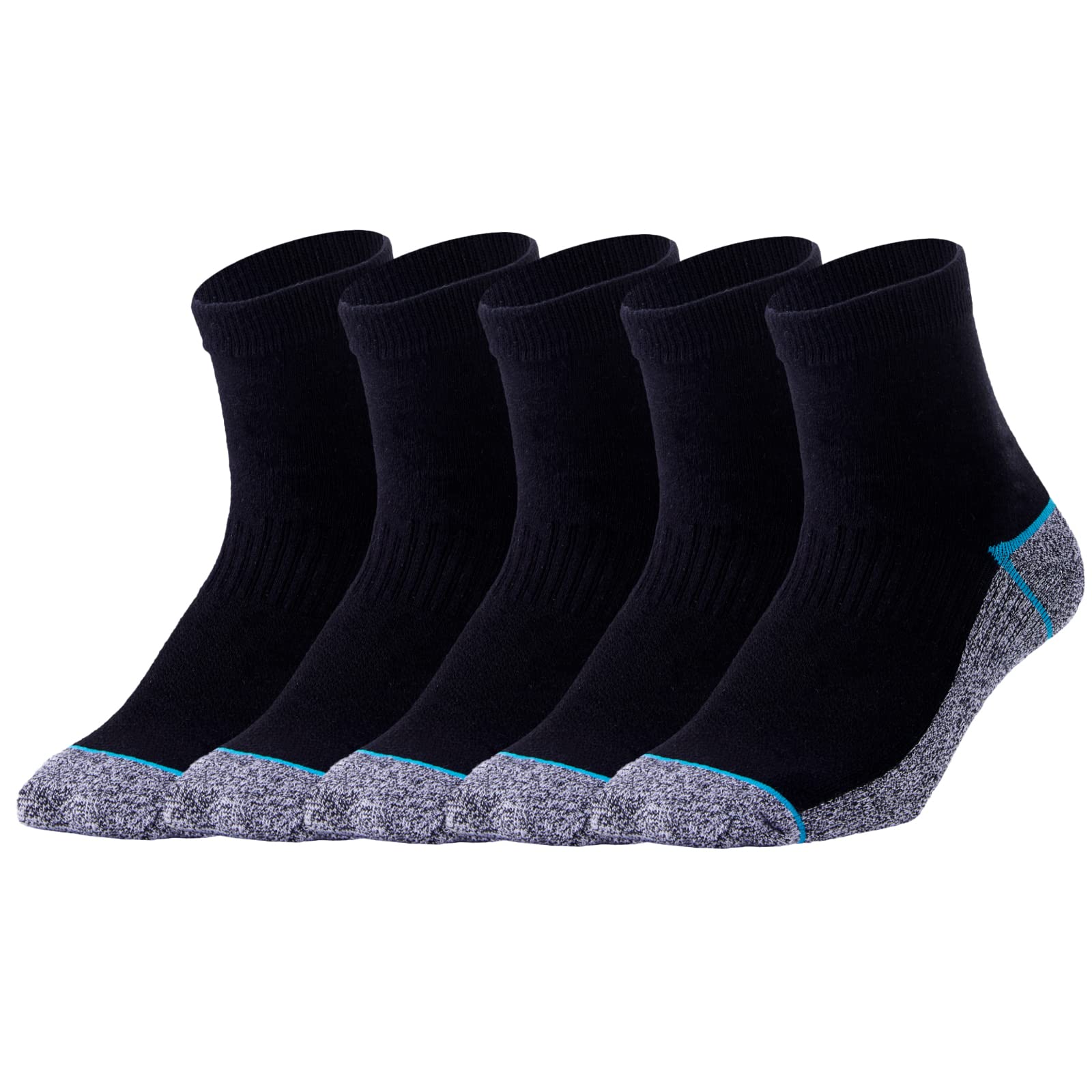 Copper Infused Quarter Socks Improve Foot Health Odor Control with Moisture Wicking Durable Comfortable Fit (5 Pairs)