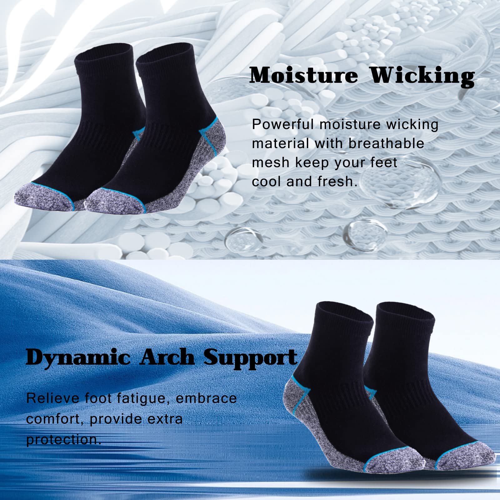 Copper Infused Quarter Socks Improve Foot Health Odor Control with Moisture Wicking Durable Comfortable Fit (5 Pairs)