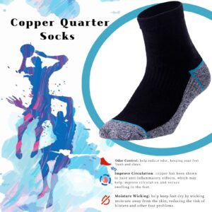 Copper Infused Quarter Socks Improve Foot Health Odor Control with Moisture Wicking Durable Comfortable Fit (5 Pairs)