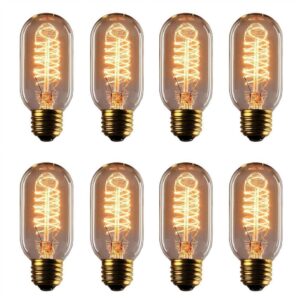 Vintage Edison Bulb - 25 Watt - T45 - Spiral Cage Filament - Dimmable - 8 Pack - 65 Lumen