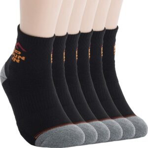 pro mountain quarter ankle compression athletic cotton mesh hiking socks w logo size m us men shoes 7-9 women 8-10 black 6 pairs pack