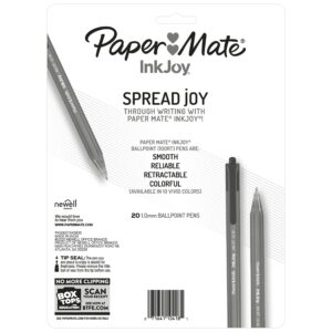 Paper Mate InkJoy 100RT Retractable Ballpoint Pens, Medium Point (1.0mm), Black, 20 Count