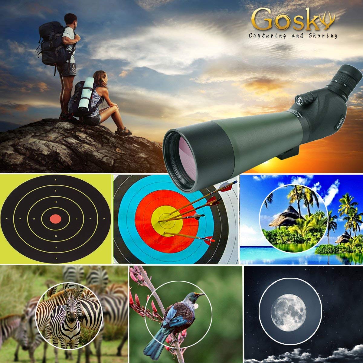 GOSKY 20-60 X 80 Porro Prism Spotting Scope- Waterproof Scope for Bird Watching Target Shooting Archery Range Outdoor Activities -with Tripod