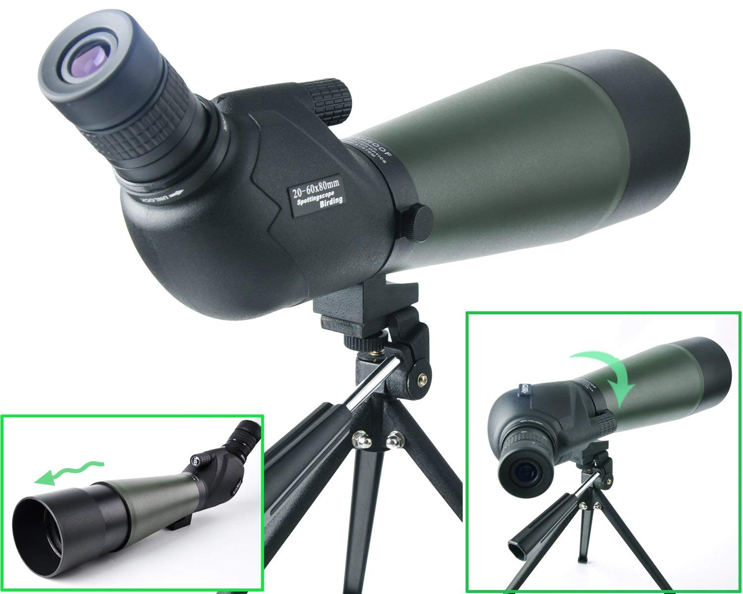 GOSKY 20-60 X 80 Porro Prism Spotting Scope- Waterproof Scope for Bird Watching Target Shooting Archery Range Outdoor Activities -with Tripod