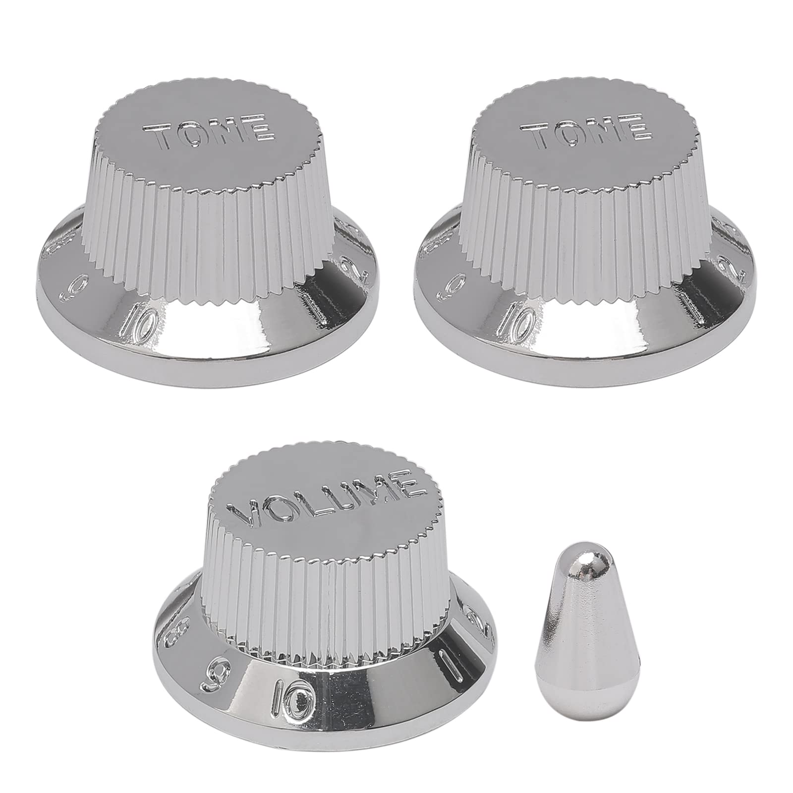 3PCS Knob Guitar Volume Tone Control Knob Chrome with Toggle Switch Tip Knob Cap