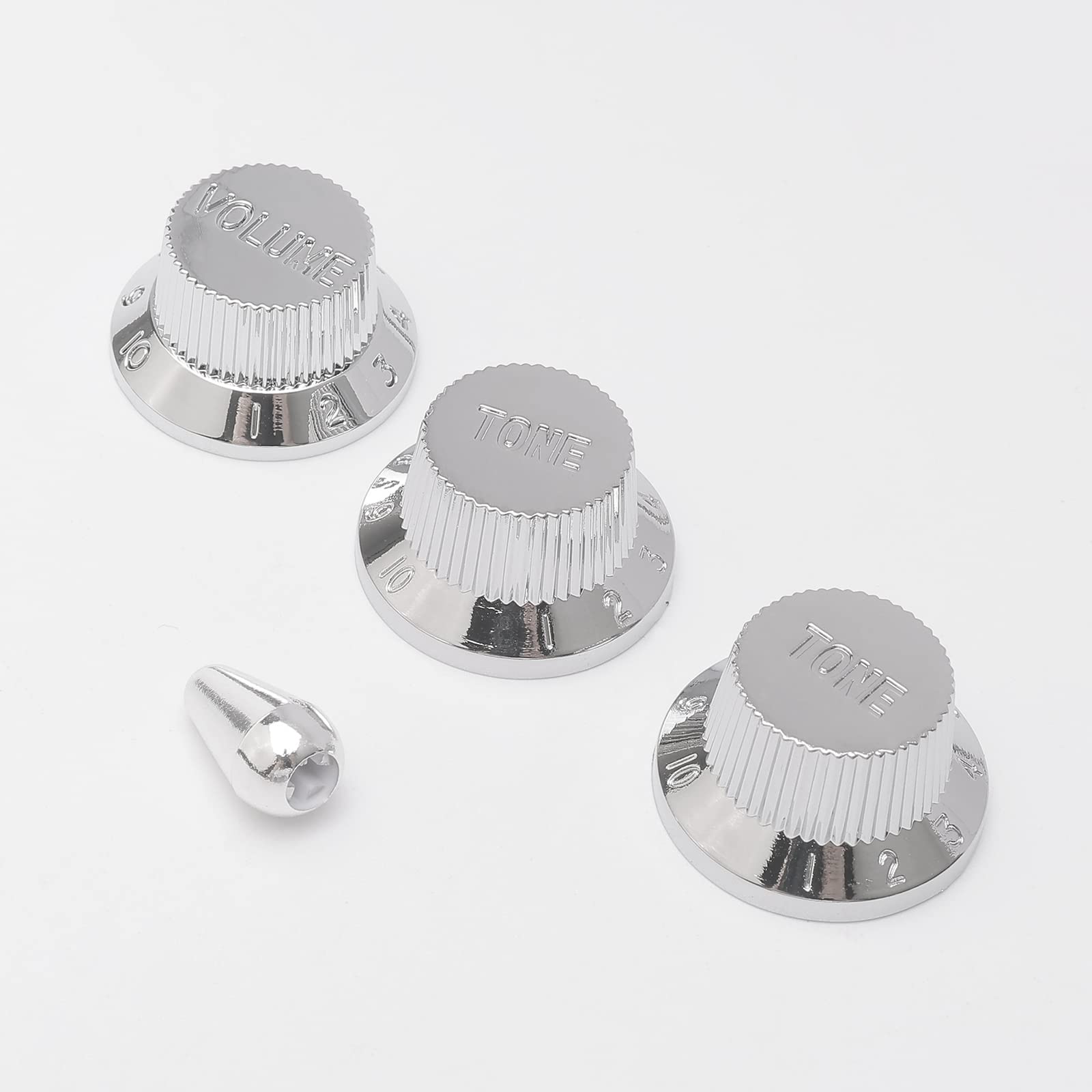 3PCS Knob Guitar Volume Tone Control Knob Chrome with Toggle Switch Tip Knob Cap