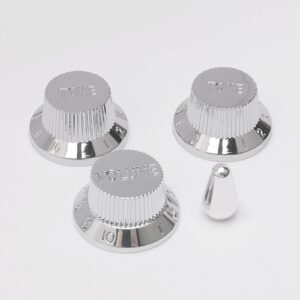 3PCS Knob Guitar Volume Tone Control Knob Chrome with Toggle Switch Tip Knob Cap