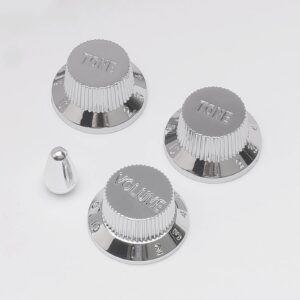 3PCS Knob Guitar Volume Tone Control Knob Chrome with Toggle Switch Tip Knob Cap