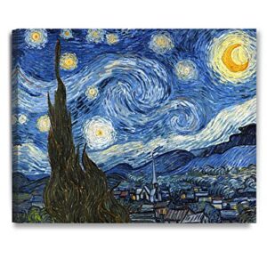 DECORARTS - Starry Night - Vincent Van Gogh Reproductions. Giclee Canvas Print Wall Art for Home Wall Decor. 30x24x1.5 in