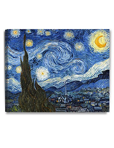 DECORARTS - Starry Night - Vincent Van Gogh Reproductions. Giclee Canvas Print Wall Art for Home Wall Decor. 30x24x1.5 in