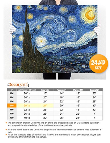 DECORARTS - Starry Night - Vincent Van Gogh Reproductions. Giclee Canvas Print Wall Art for Home Wall Decor. 30x24x1.5 in