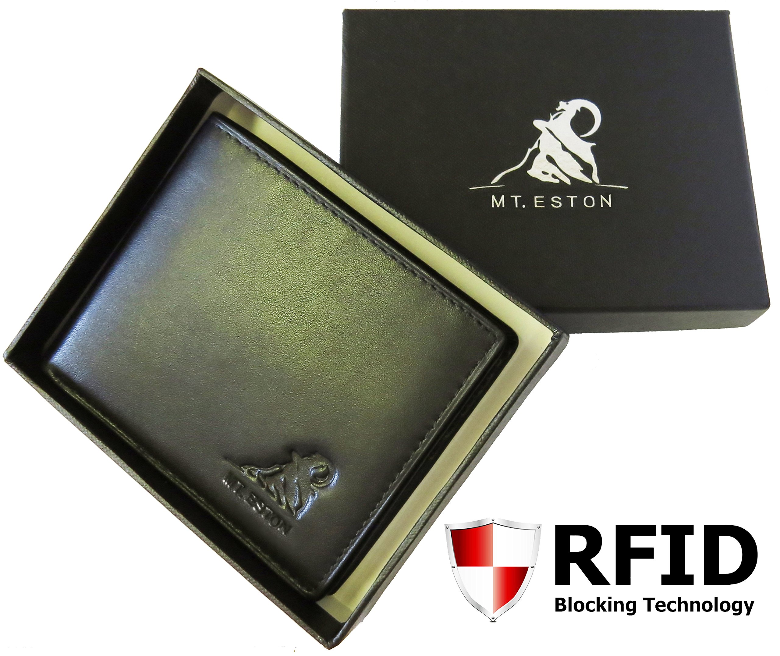 Mt. Eston RFID Blocking Trifold Bifold Mens Wallet, 18 Pocket Extra Capacity