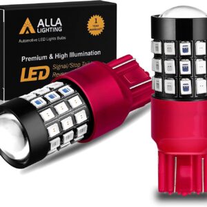 Alla Lighting Newly Upgraded 7440 7443 LED Brake Stop, Tail, Turn Signal Lights Bulbs, Red T20 Wedge 7444 7440LL 7443LL W21W 992 Super Bright 2835-SMD Replacement