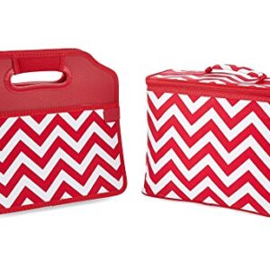 Picnic at Ascot Original Folding Trunk Organizer With Cooler, Red Chevron