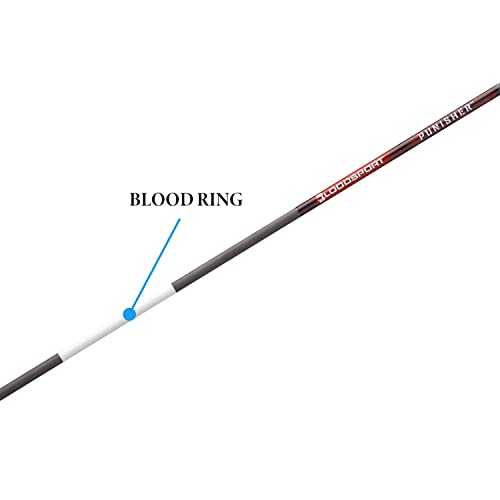 BLOODSPORT Punisher Precise Durable Carbon Fletched Hunting Arrow for Compound Bow - 31" Length, 244" Standard-Diameter, 004" Straightness, 6 Pack, 350 Spine,Black