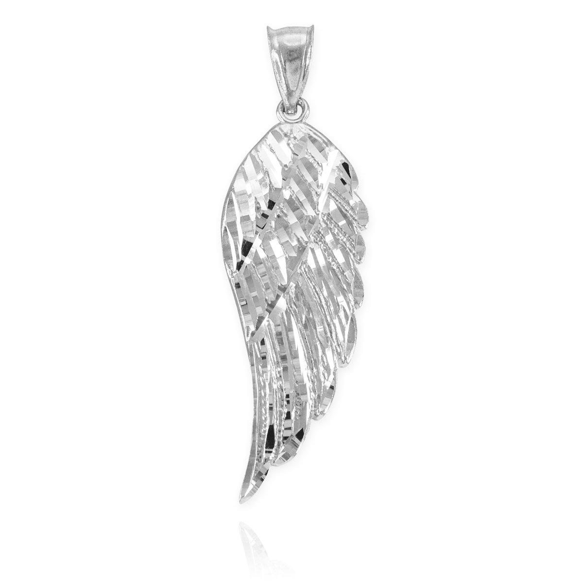 Religious Jewelry by FDJ .925 Sterling Silver Textured Angel Wing Pendant (Large) 2.3"