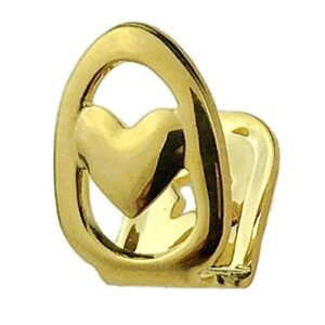 Open Face Heart 14k Gold Plated Grillz Single Cap Top Upper Canine Tooth Grills Hip Hop Grill