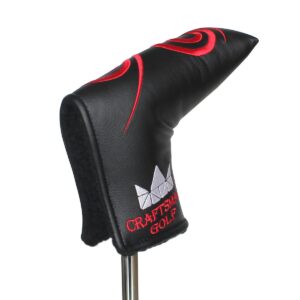 CRAFTSMAN GOLF Red Swirl Black Putter Cover Headcover for Scotty Cameron Ping blade Magnetic Closure