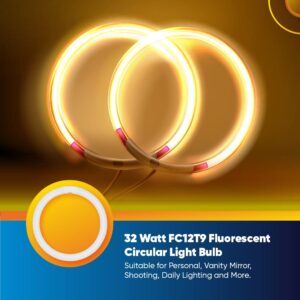 Technical Precision FC12T9 32W Circline Bulb Replacement for GE FC12T9/KB 12 Inch Fluorescent Circular Light Bulb with 4-Pin G10q-4 Base - 15000 Hours - 3000K Warm White - 1950 Lumens - CRI 52