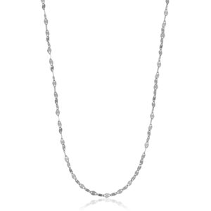 kooljewelry 14k white gold 1.2 mm mirror flat link chain necklace