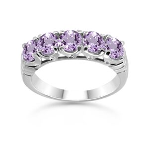 Sterling Silver Amethyst Half Eternity Band Ring for Women