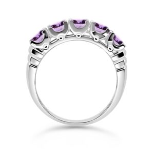 Sterling Silver Amethyst Half Eternity Band Ring for Women