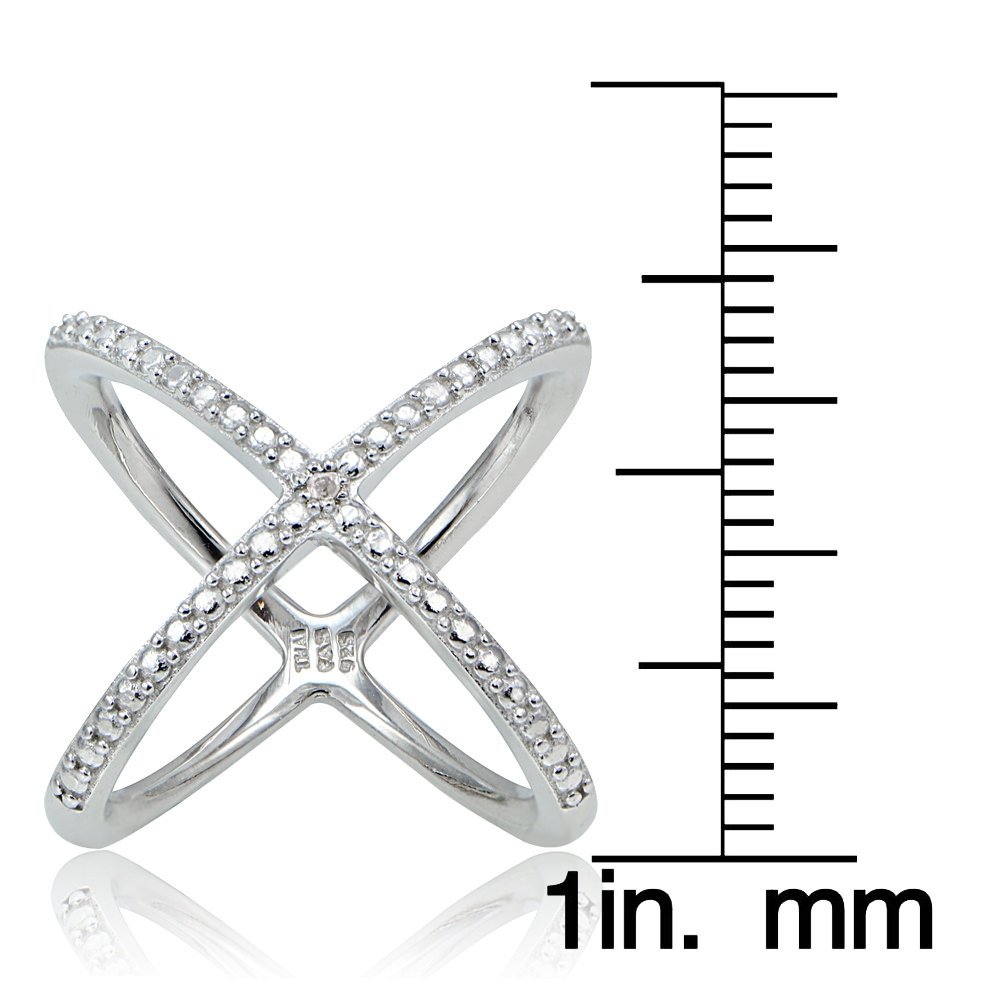 B. BRILLIANT Sterling Silver Diamond Accented Criss-Cross X Crossover Ring for Women