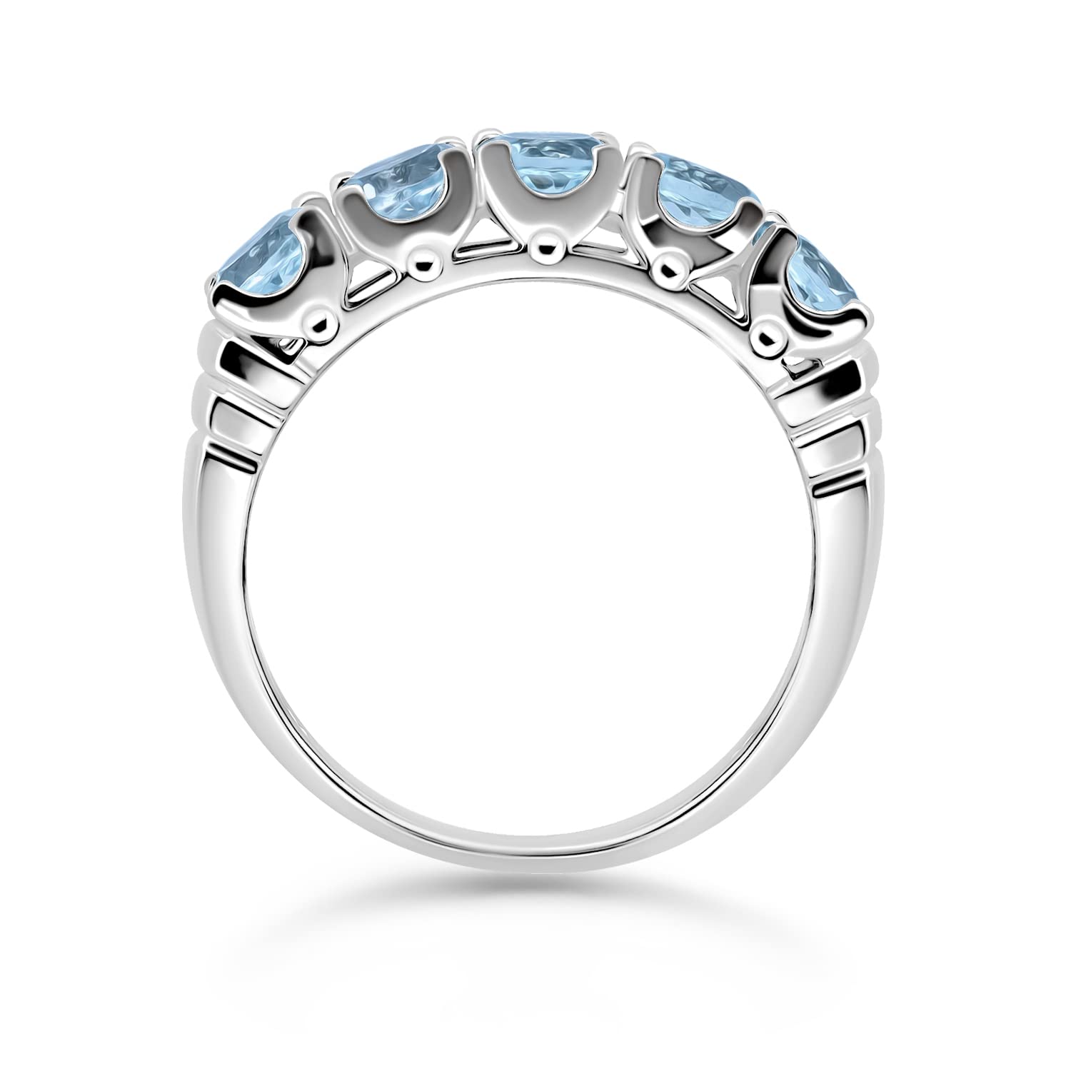 B. BRILLIANT Sterling Silver Half Eternity Band Blue Topaz Ring for Women, Size 7