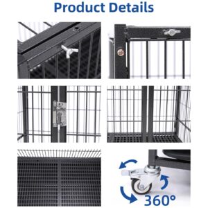 New 37" Homey Pet Stackable Open Top Heavy Duty Dog Pet Cage Kennel w/Tray, Floor Grid, and Casters (2 Tiers)