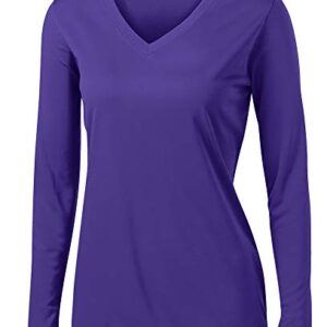 Joe's USA Ladies Long Sleeve Moisture Wicking Athletic Shirt (Purple - Medium)