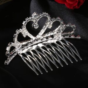 Lovelyshop Mini Heart Rhinestone Tiara for Wedding Bride Prom Birthday Pegeant Prinecess Party-1 Pack