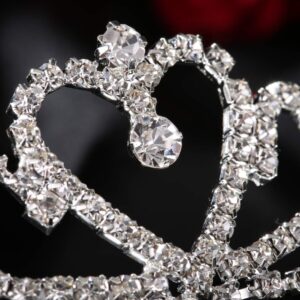 Lovelyshop Mini Heart Rhinestone Tiara for Wedding Bride Prom Birthday Pegeant Prinecess Party-1 Pack