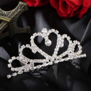 Lovelyshop Mini Heart Rhinestone Tiara for Wedding Bride Prom Birthday Pegeant Prinecess Party-1 Pack