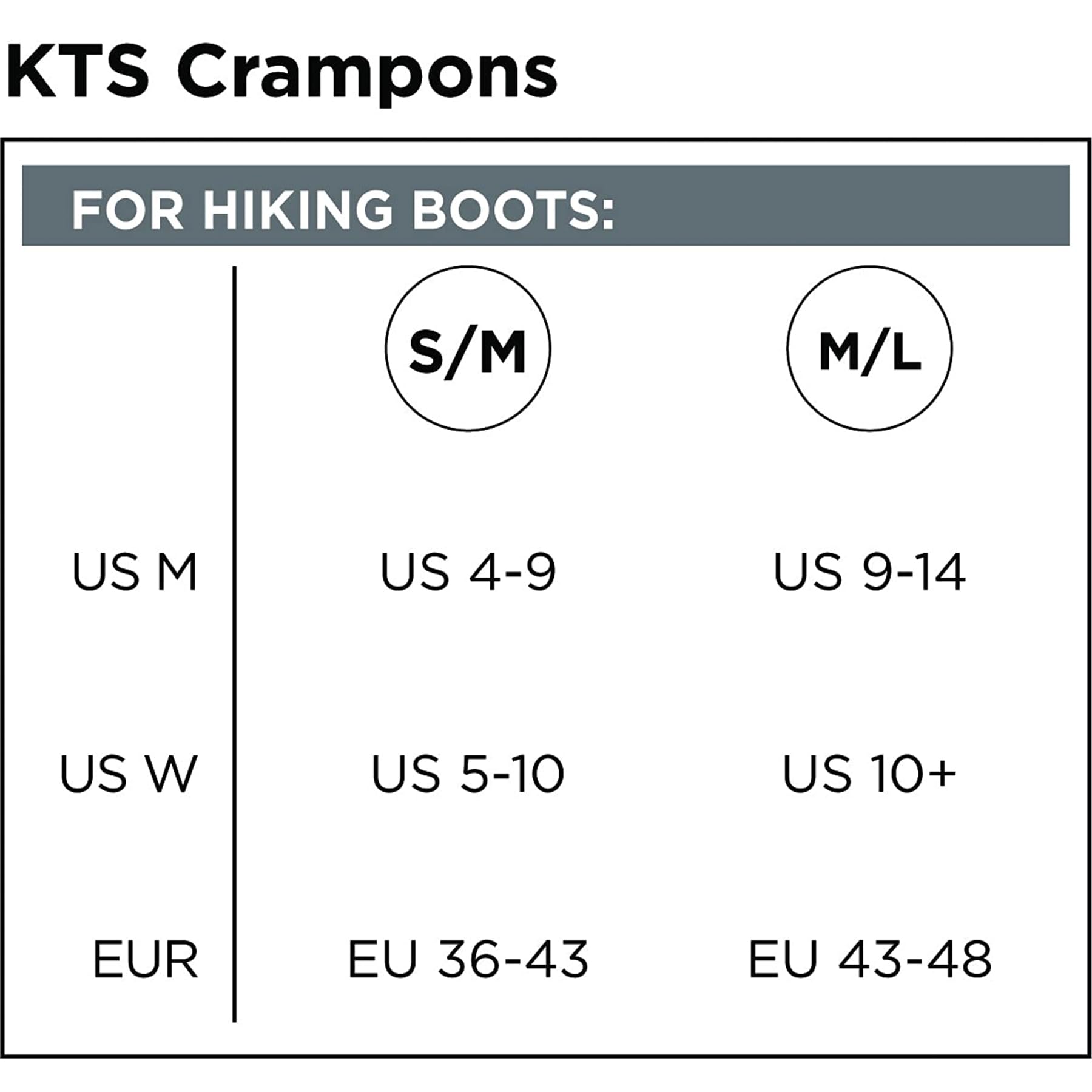 Kahtoola KTS Steel Hiking Crampons for Winter Hiking & Backpacking - Small/Medium