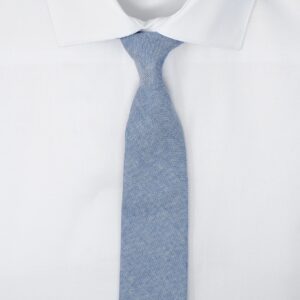 Proper Materials Men's Chambray Cotton Skinny Necktie Tie - Light Blue