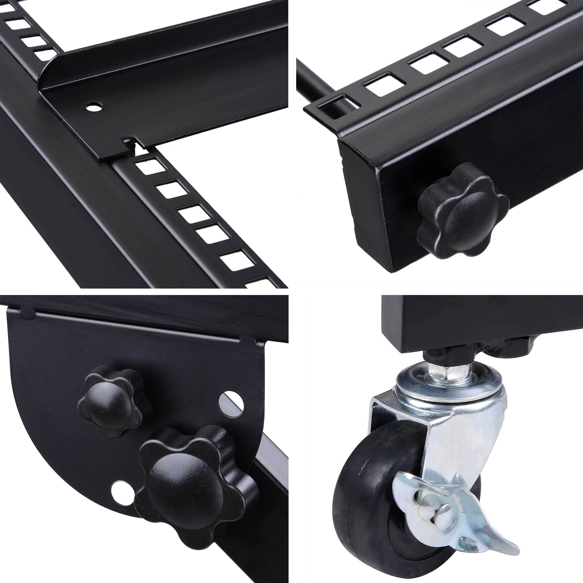 AW 9U DJ Mixer Stand Adjustable Rack Mount Rolling Stage Cart Studio Music Show