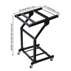 AW 9U DJ Mixer Stand Adjustable Rack Mount Rolling Stage Cart Studio Music Show