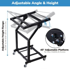 AW 9U DJ Mixer Stand Adjustable Rack Mount Rolling Stage Cart Studio Music Show