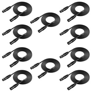 neewer 10 in 1 mega value pack with 6.5 feet / 2 metres xlr stage light cable wire 3 pin xlr male to female connector for moving main light par light headlamp with xlr input and output