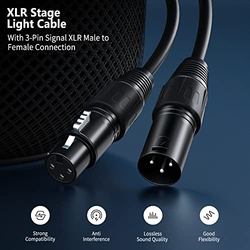 Neewer 10 in 1 Mega Value Pack with 6.5 Feet / 2 Metres XLR Stage Light Cable Wire 3 Pin XLR Male to Female Connector for Moving Main Light PAR Light Headlamp with XLR Input and Output