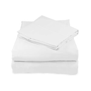 whisper organics, 100% organic cotton sheets - 300 thread count bed sheets set - premium quality sheets - deep pocket sheet set - gots certified, white (full size)