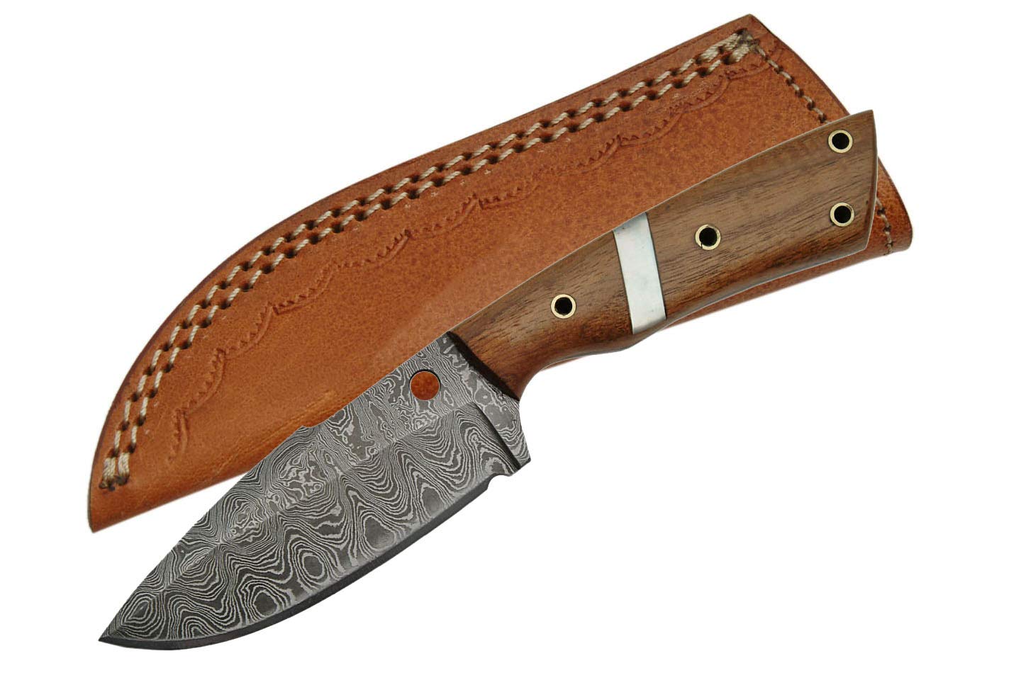 Szco Supplies Damascus Walnut/Pearl Hunting Knife