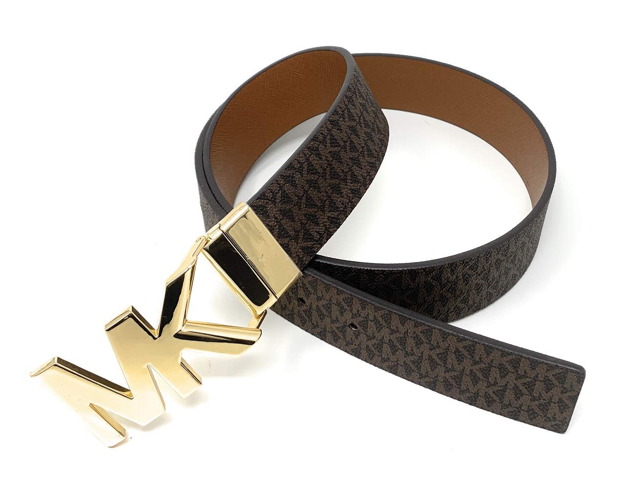 Michael Kors Womens Reversible MK Logo Belt Brown/Brown (S)