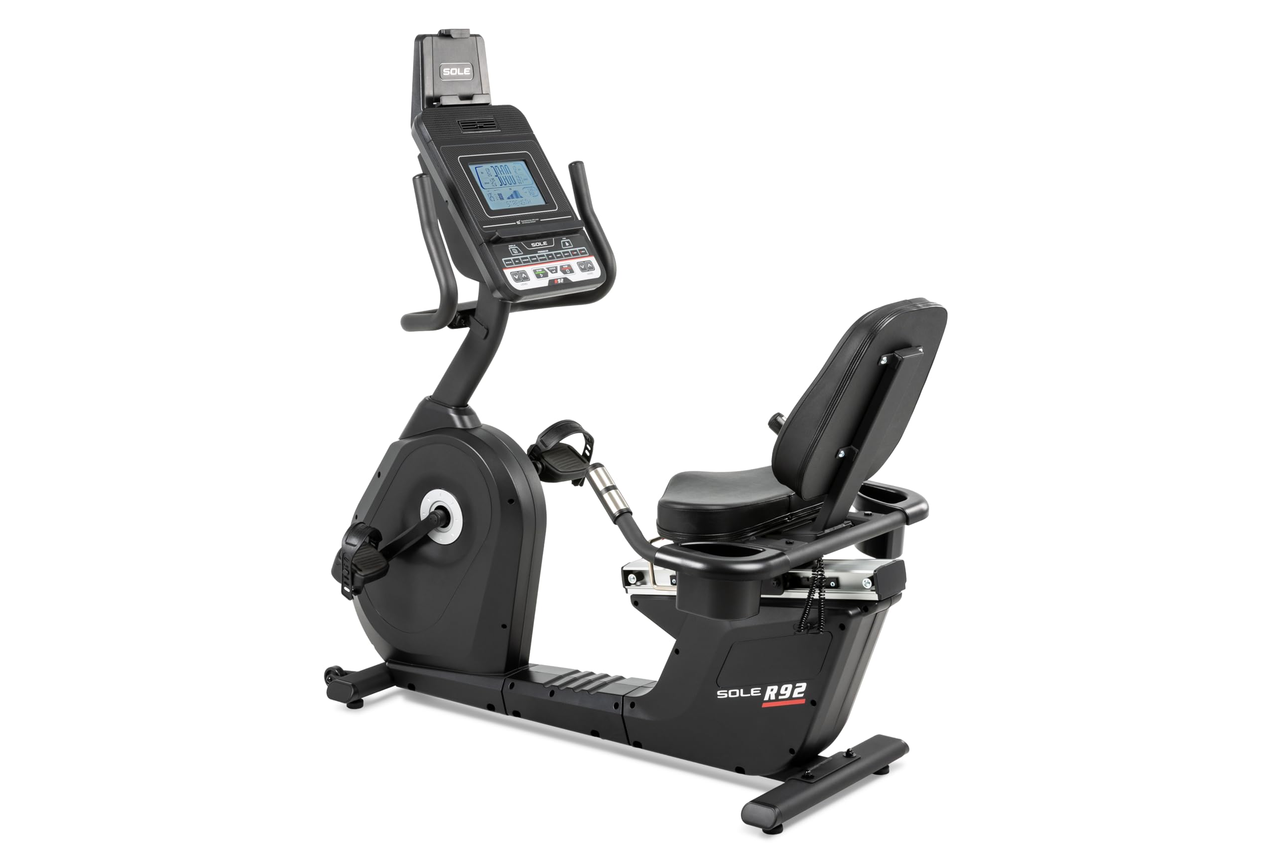 New 2023 Recumbent Bike, Sole Fitness R92 Recumbent Exercise Bike, Advanced Exercise Equipment for Home Workouts, Bluetooth, Touch Screen, Gym Equipment, Recumbent Bikes for Adults (Sole R92)