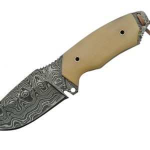 Szco Supplies Damascus Bone Ladder Pattern Hunting Knife